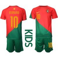 Camiseta Portugal Bernardo Silva #10 Primera Equipación Replica Mundial 2022 para niños mangas cortas (+ Pantalones cortos)